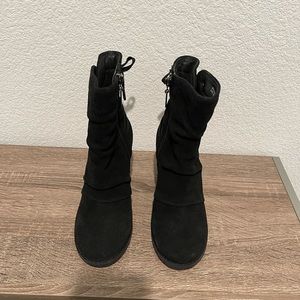 Clarks Suede Ankle Black Boots, Size 6